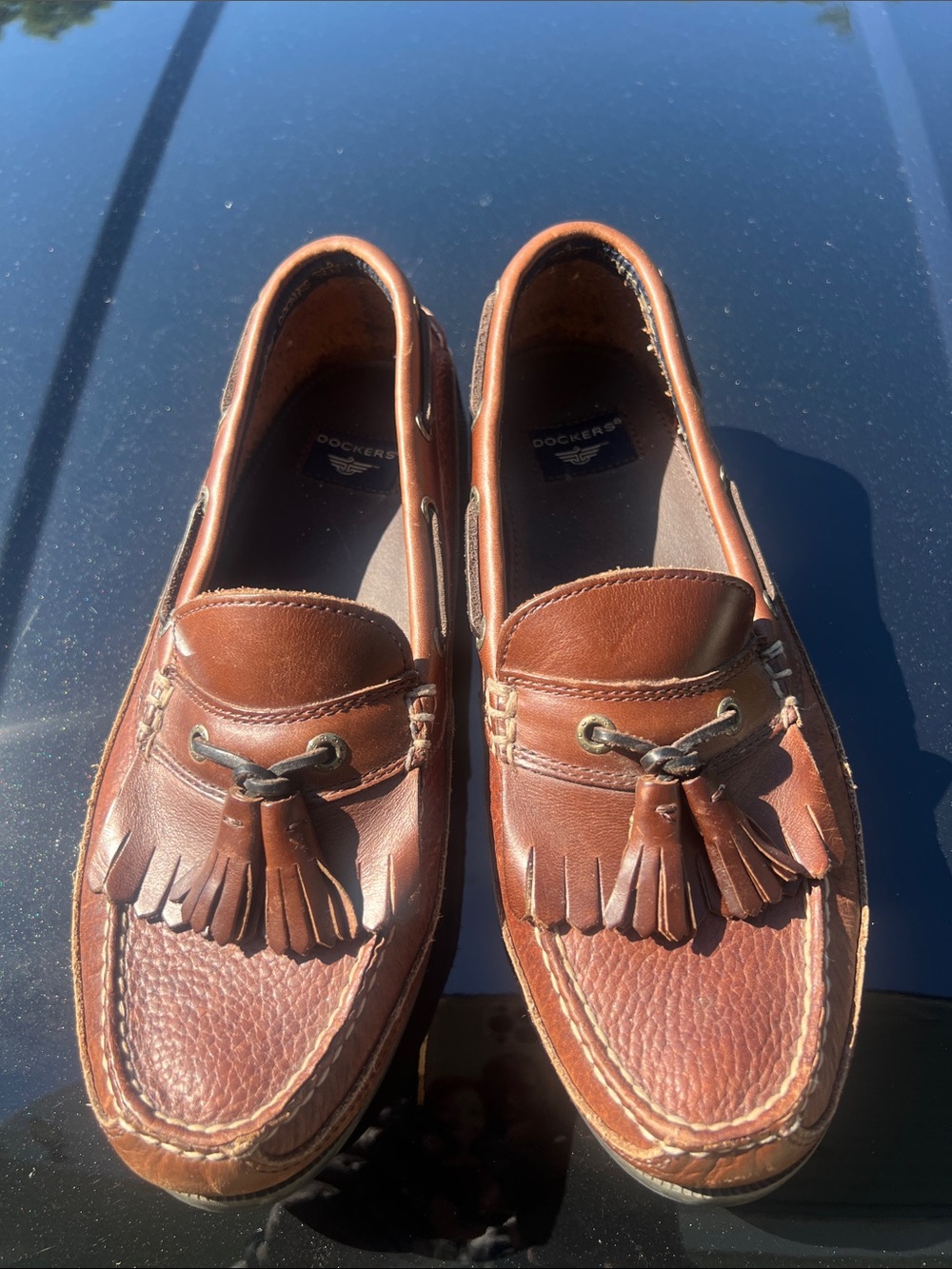 Dockers Men's Tan Leather Tassel Moccasin Loafers